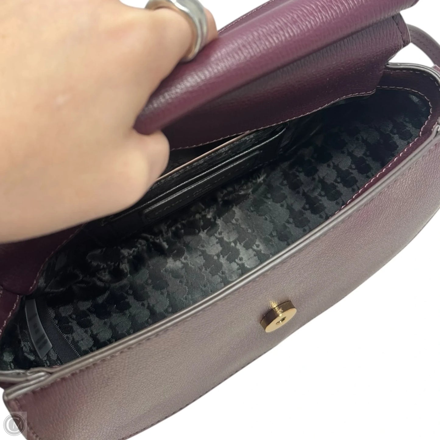 Suede Saddle Shoulder Handbag Designer By Karl Lagerfeld, Size: Small