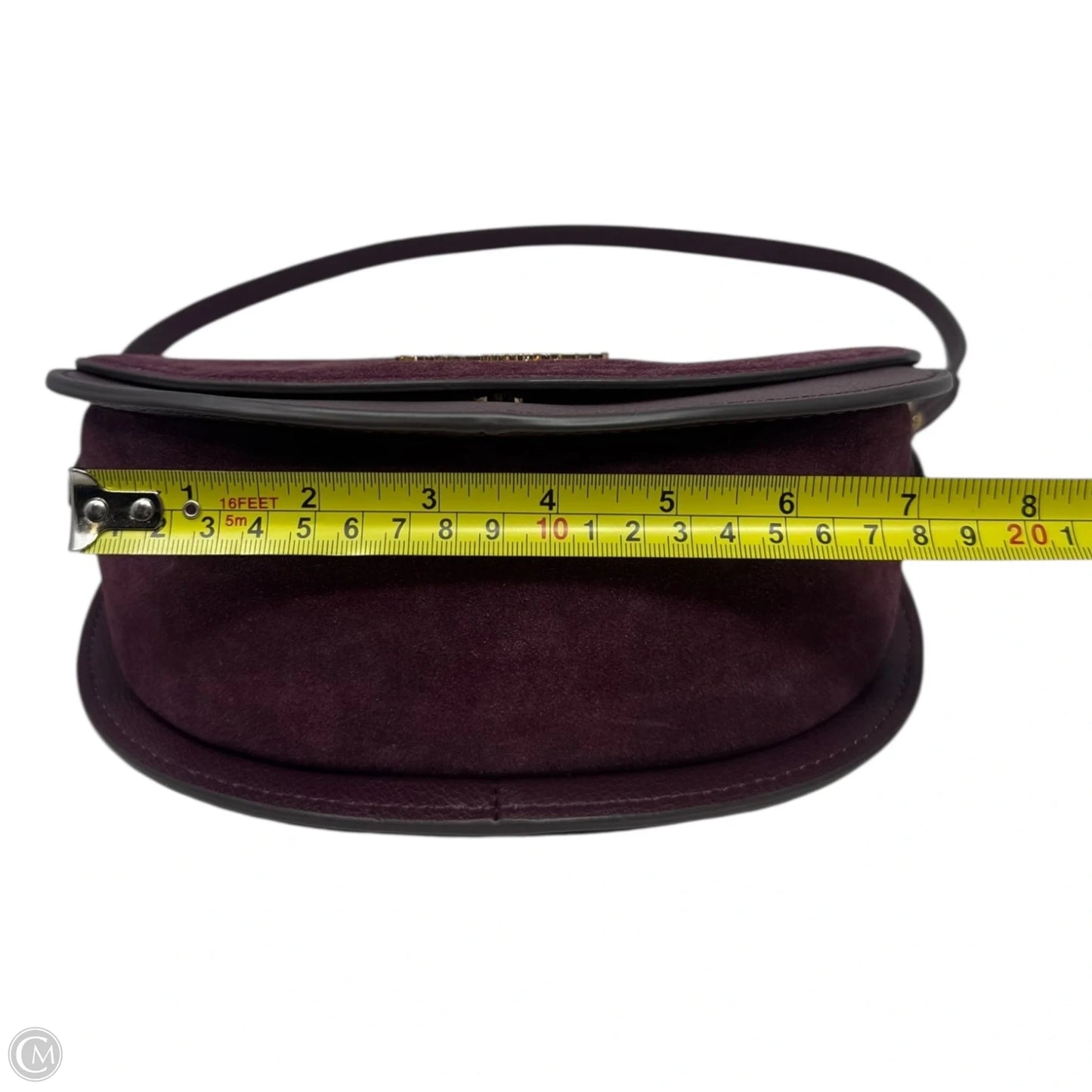 Suede Saddle Shoulder Handbag Designer By Karl Lagerfeld, Size: Small