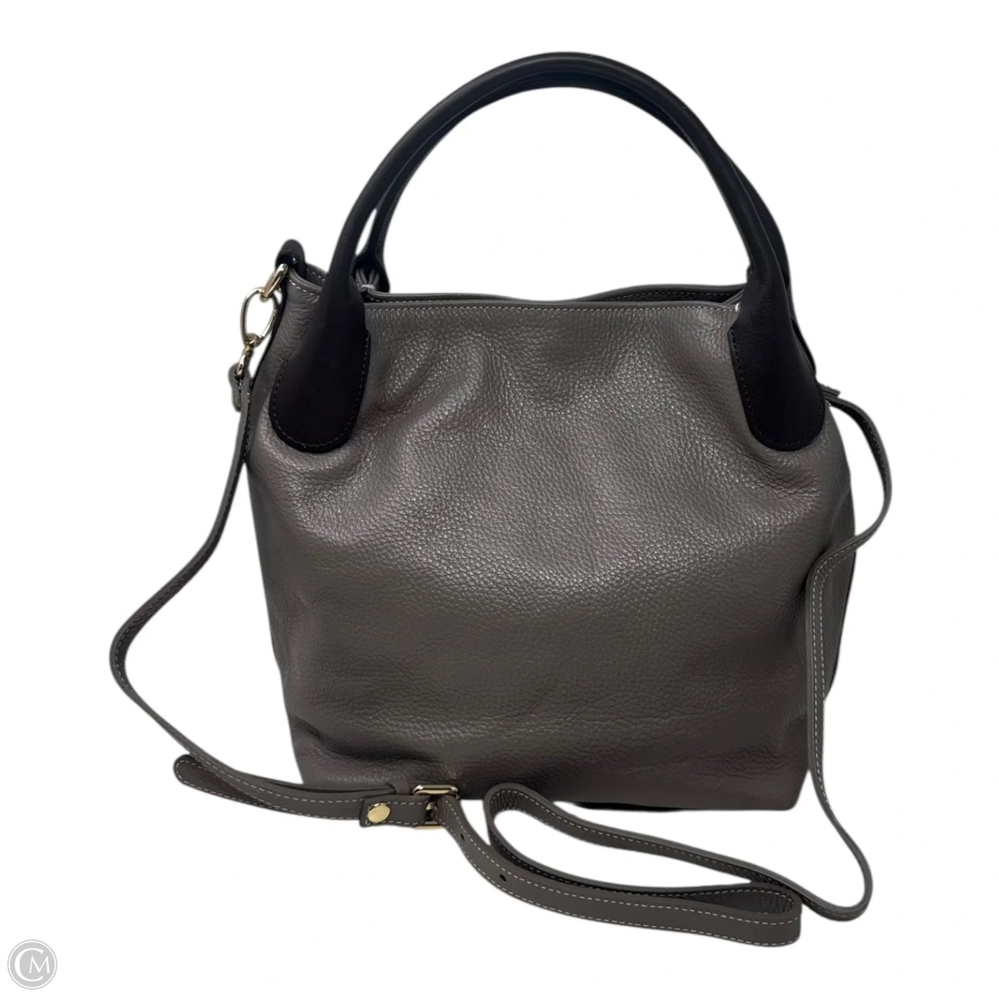 Handbag Leather By Valentina, Size: Medium
