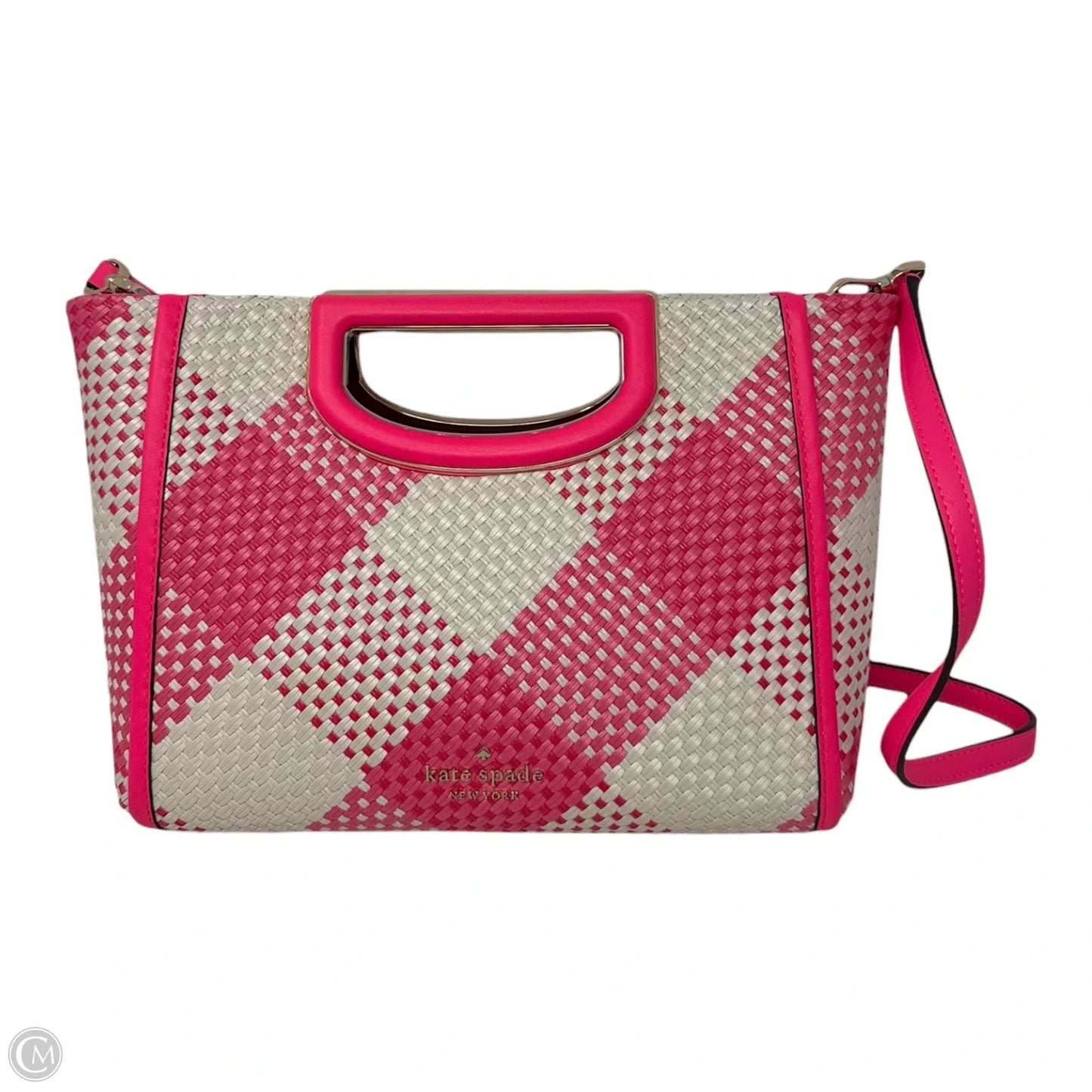 Alexia Woven Gingham Handbag Designer By Kate Spade, Size: Medium