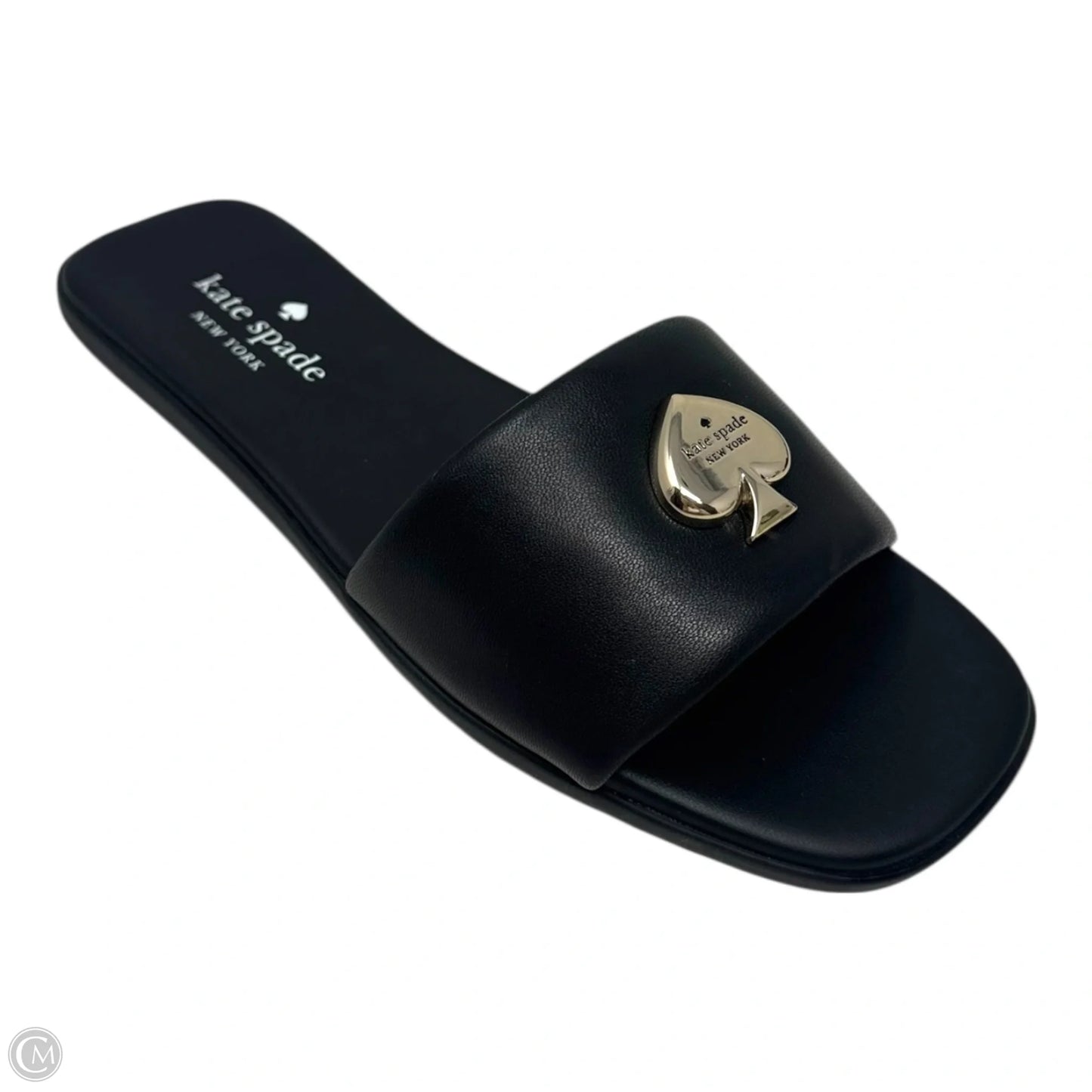 Logo Slide Sandals Designer By Kate Spade In Black, Size: 7
