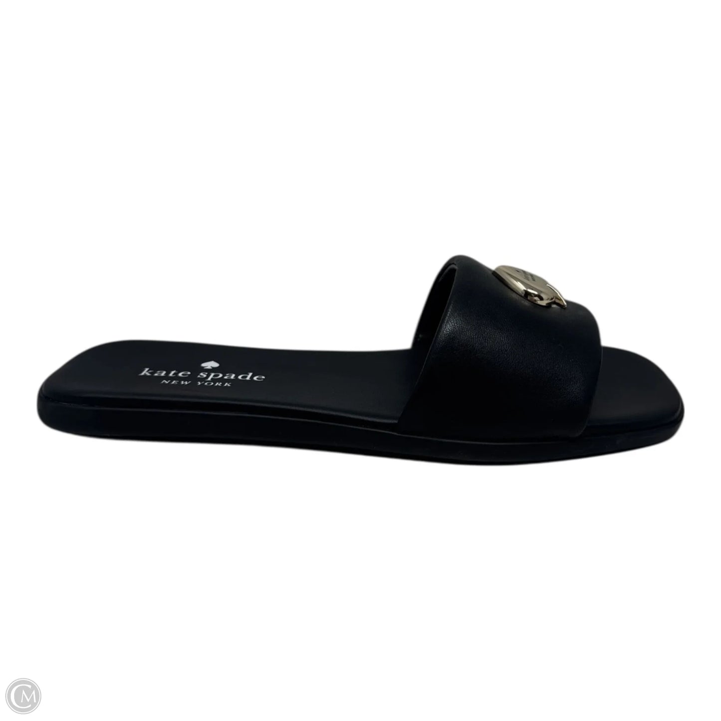 Logo Slide Sandals Designer By Kate Spade In Black, Size: 7