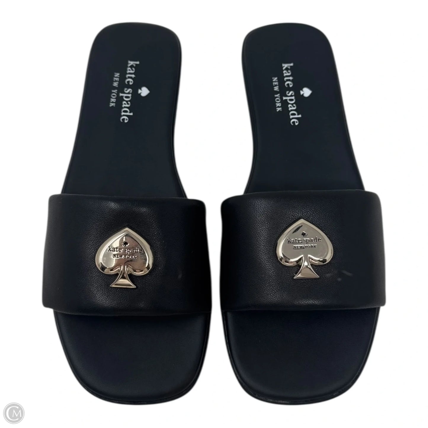 Logo Slide Sandals Designer By Kate Spade In Black, Size: 7