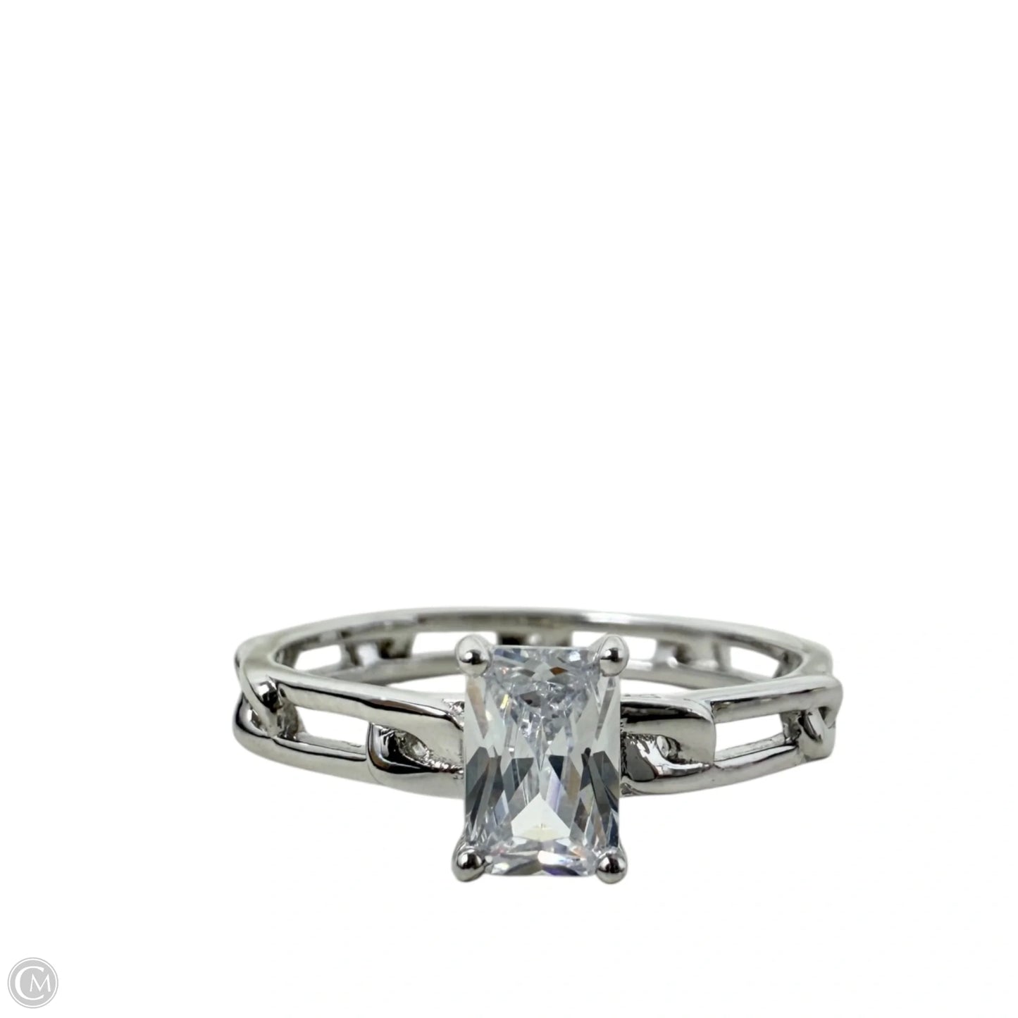 Sterling Silver Radiant Cut Cubic Zirconia Ring By Milor Italy, Size: 7