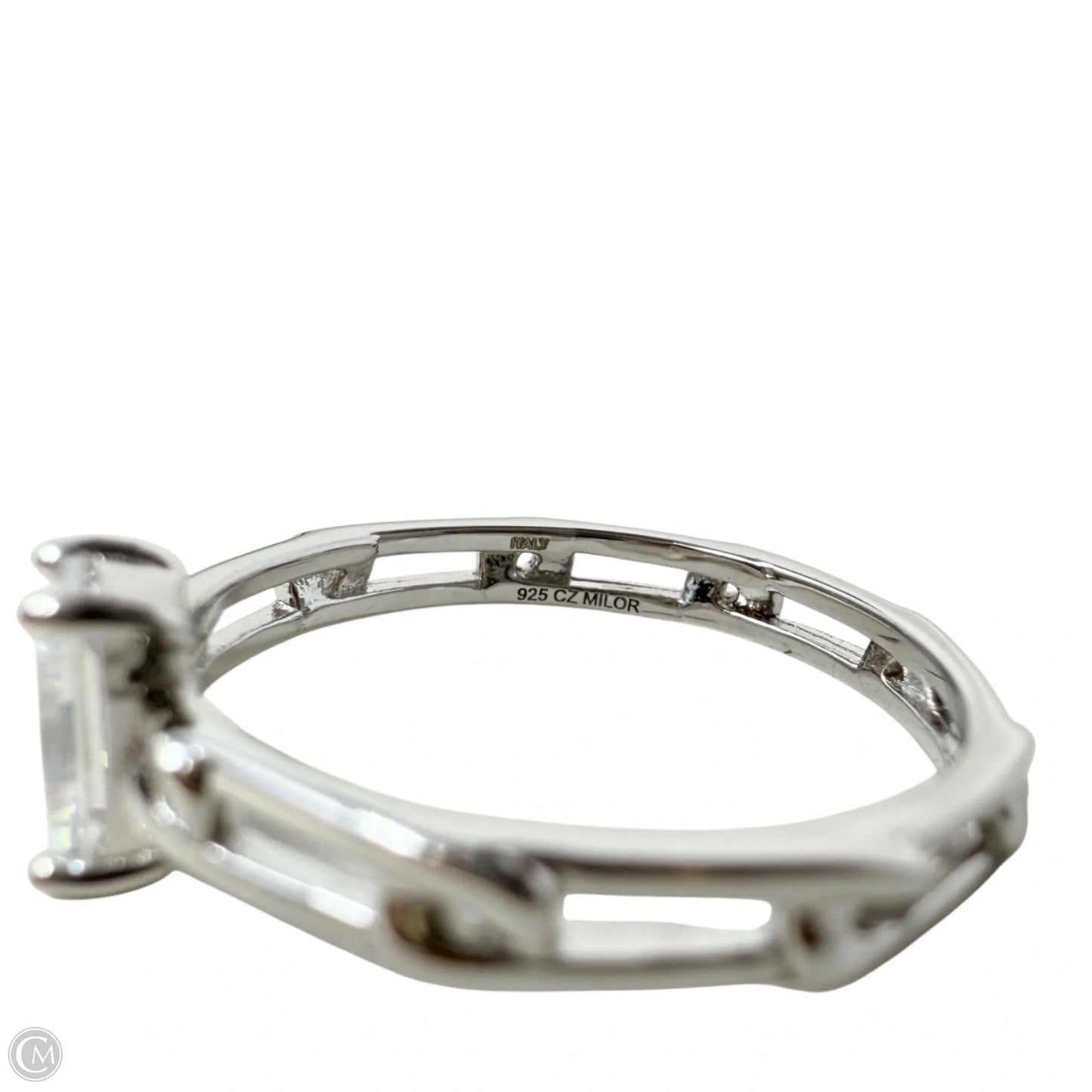 Sterling Silver Radiant Cut Cubic Zirconia Ring By Milor Italy, Size: 7