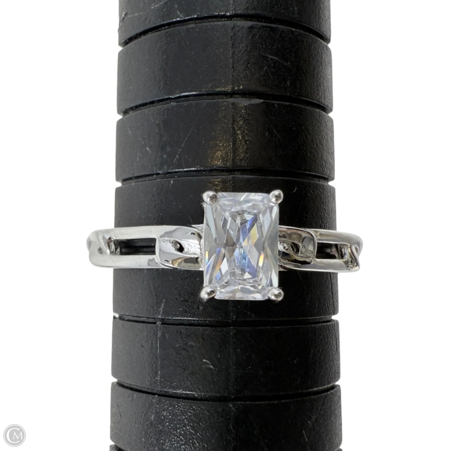 Sterling Silver Radiant Cut Cubic Zirconia Ring By Milor Italy, Size: 7