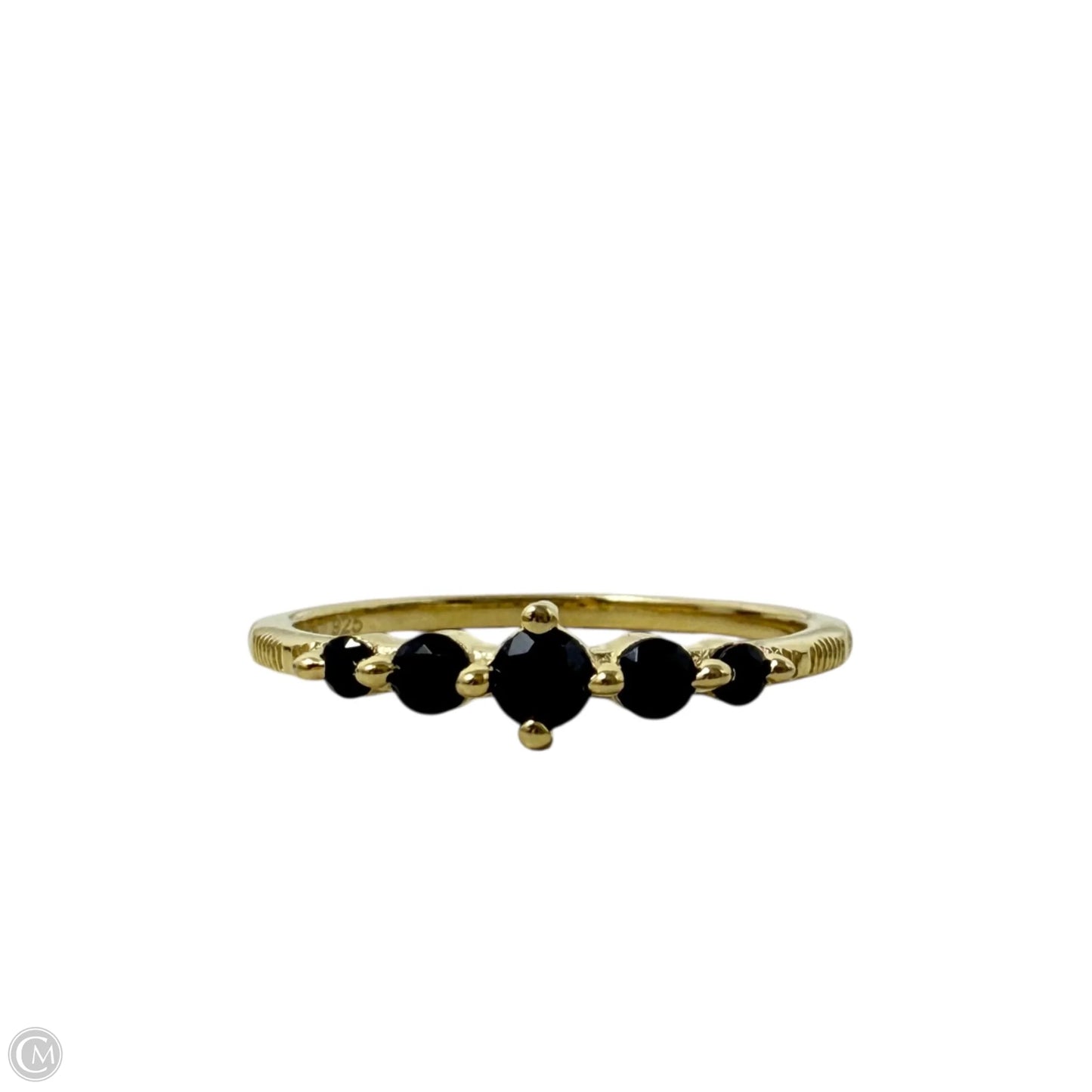 Gold Over Sterling Silver Five Stone Black Onyx Band Ring, Size: 7