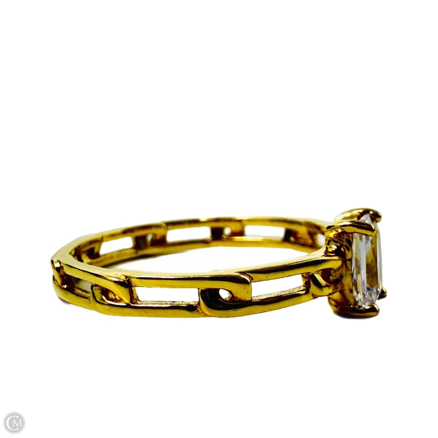 Gold Over Sterling Silver Radiant Cut Cubic Zirconia Ring By Milor Italy, Size: 8