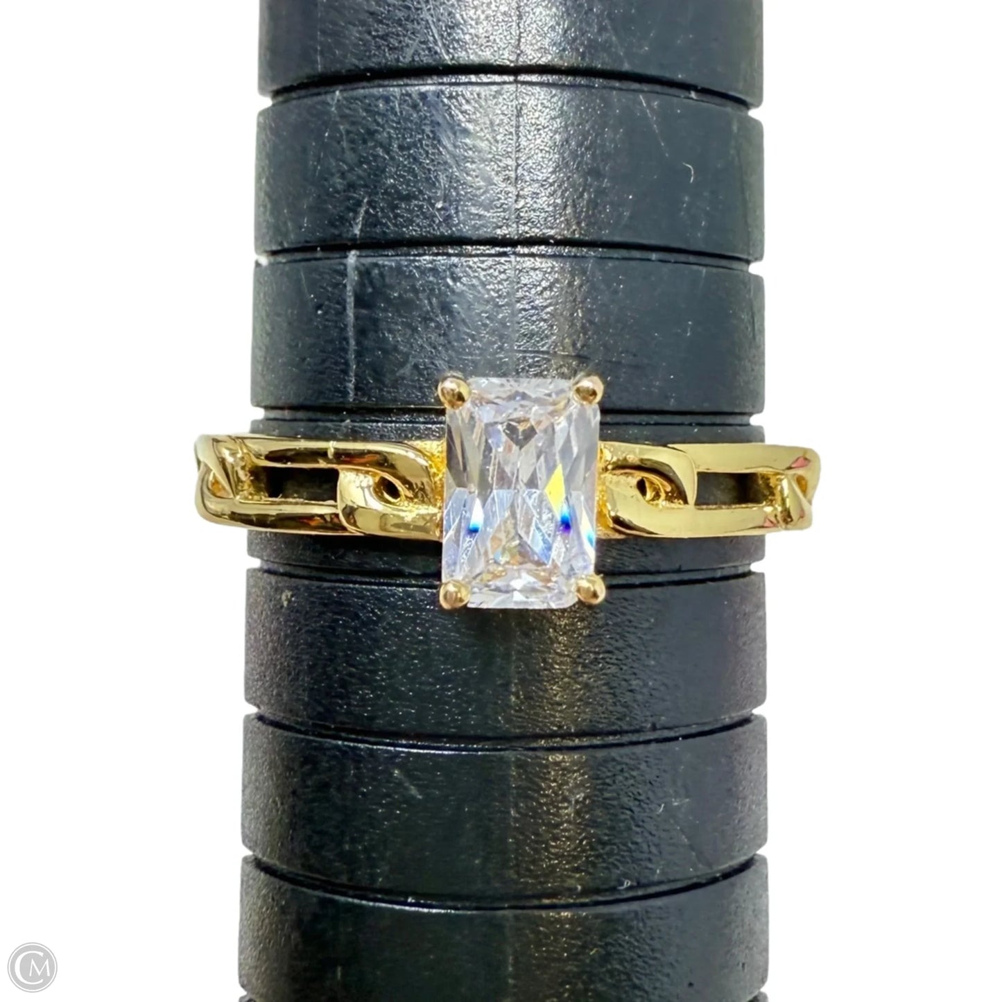 Gold Over Sterling Silver Radiant Cut Cubic Zirconia Ring By Milor Italy, Size: 8