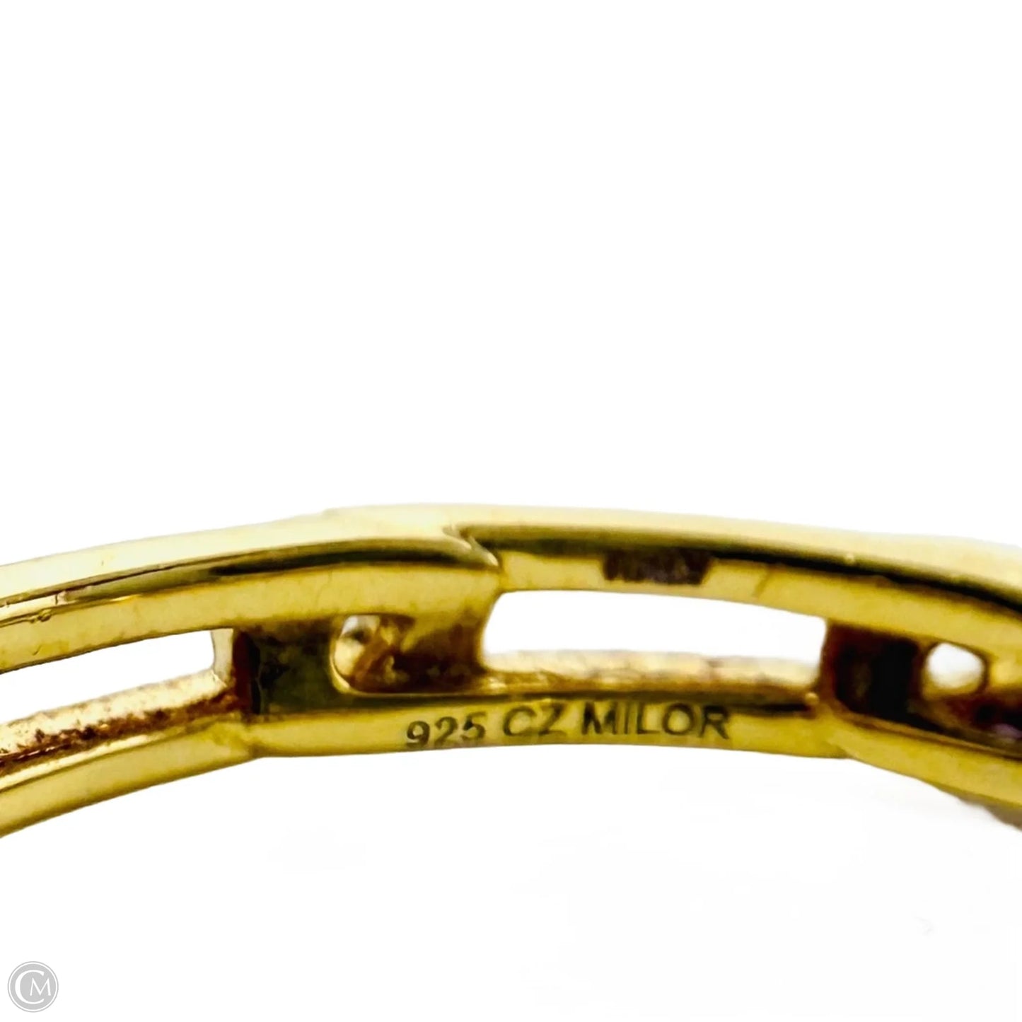 Gold Over Sterling Silver Radiant Cut Cubic Zirconia Ring By Milor Italy, Size: 8