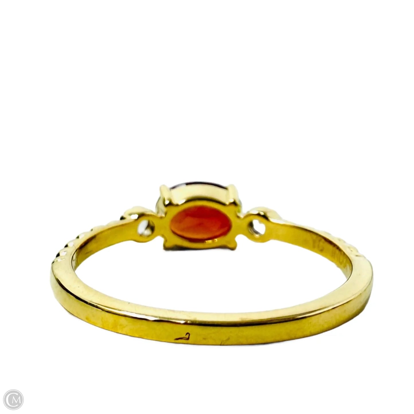 Art Deco Gold Over Sterling Silver Oval Cut Citrine & CZ Ring, Size: 7