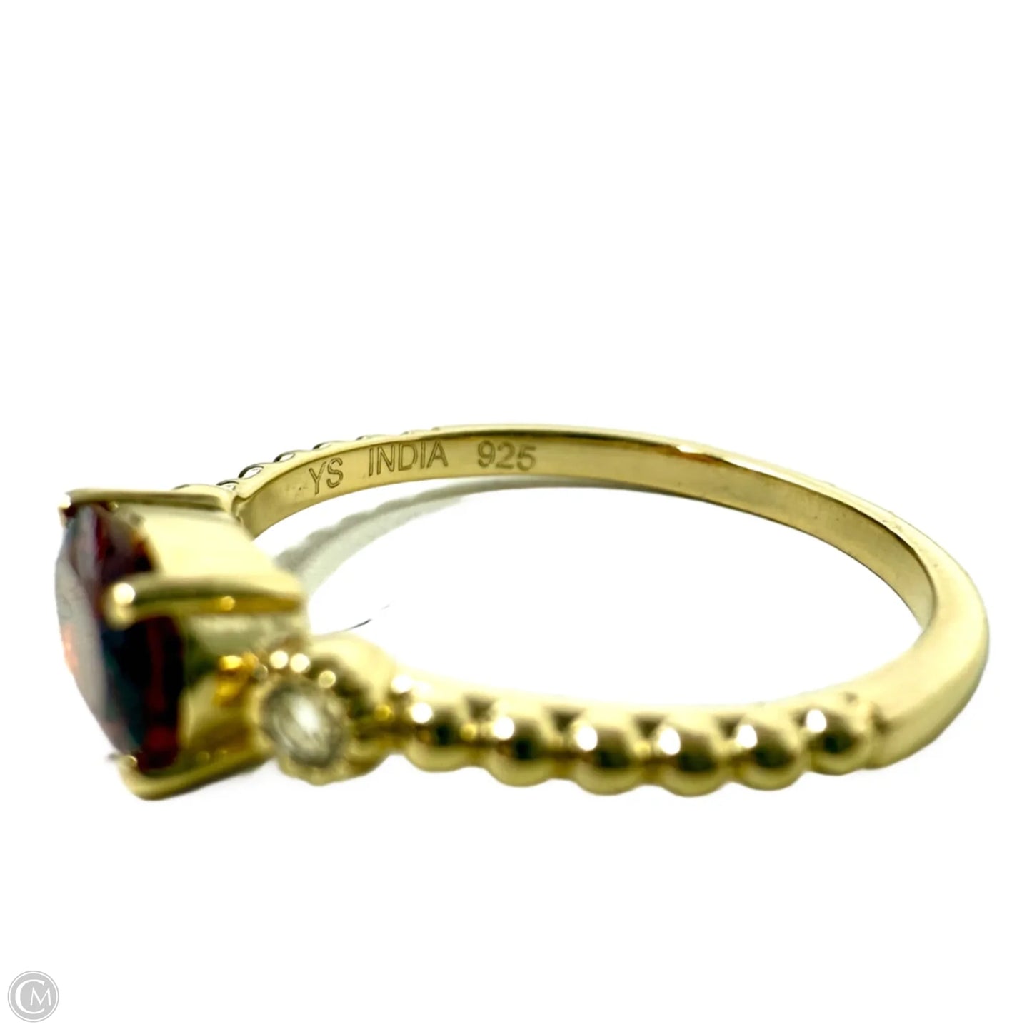 Art Deco Gold Over Sterling Silver Oval Cut Citrine & CZ Ring, Size: 7