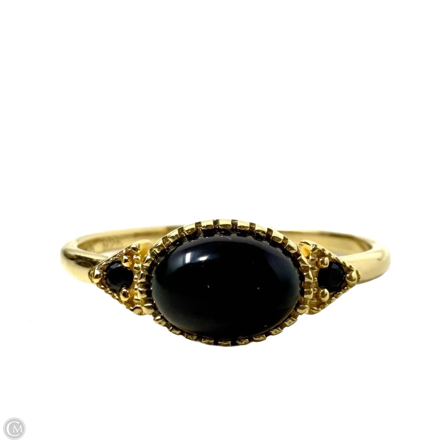 Gold Over Sterling Silver Oval Cut Onyx Ring, Size: 7