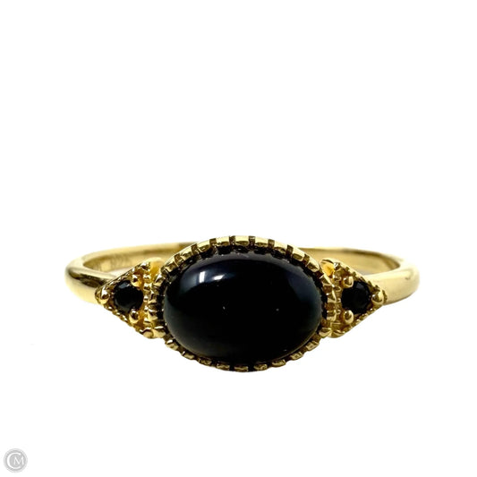 Gold Over Sterling Silver Oval Cut Onyx Ring, Size: 7