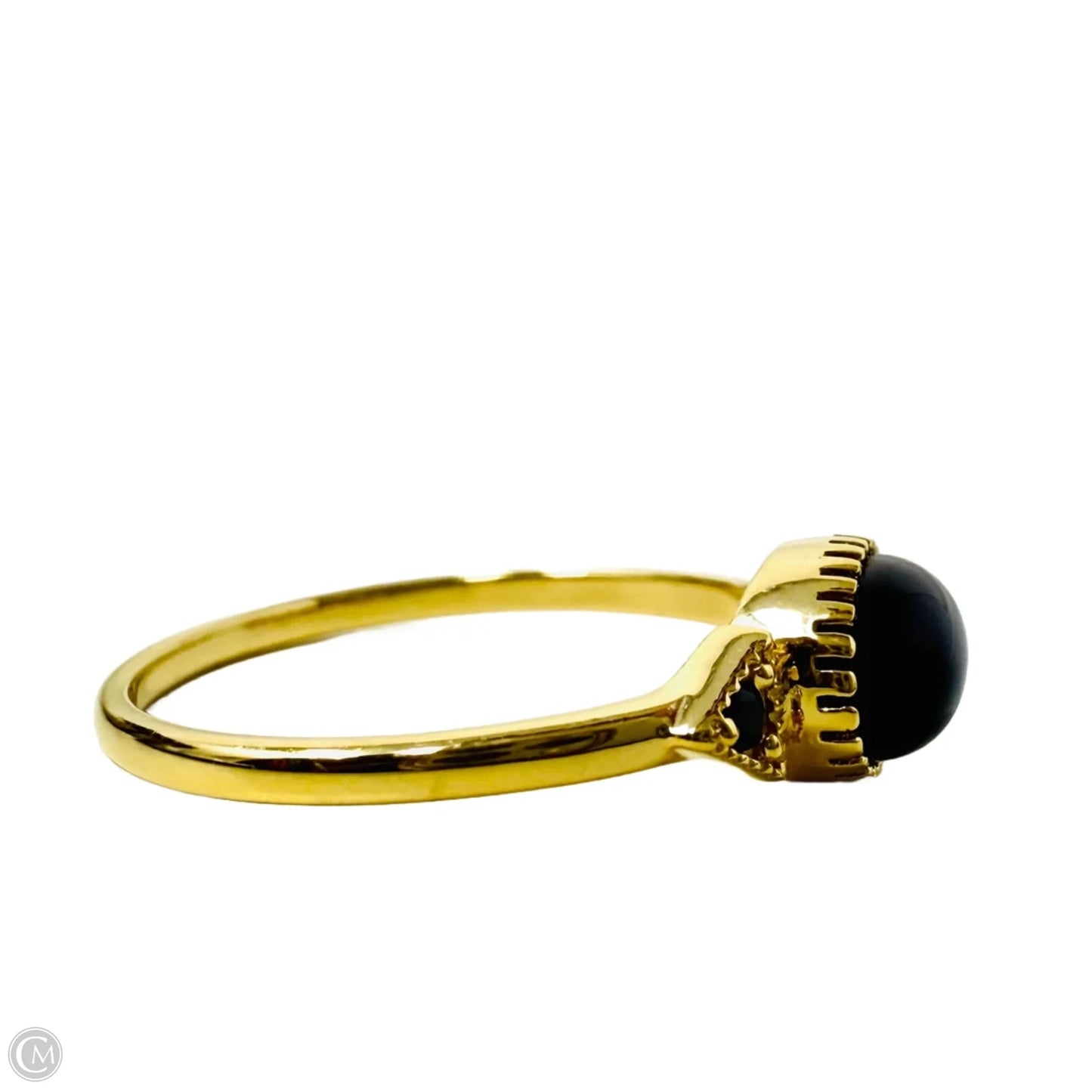 Gold Over Sterling Silver Oval Cut Onyx Ring, Size: 7