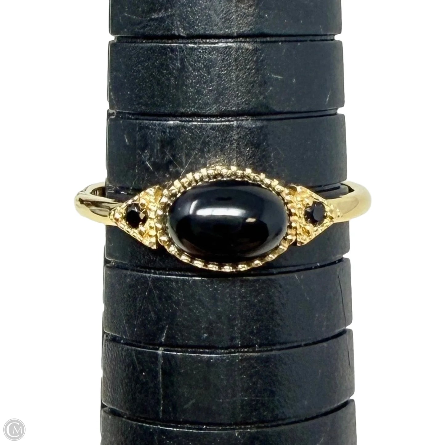 Gold Over Sterling Silver Oval Cut Onyx Ring, Size: 7