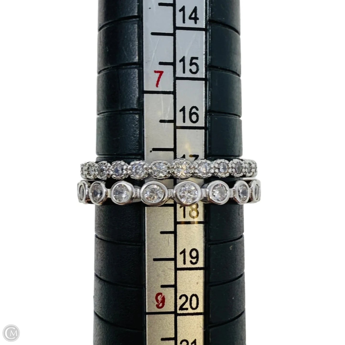 Sterling Silver & CZ Stacked Eternity Band Rings Set, Size: 8
