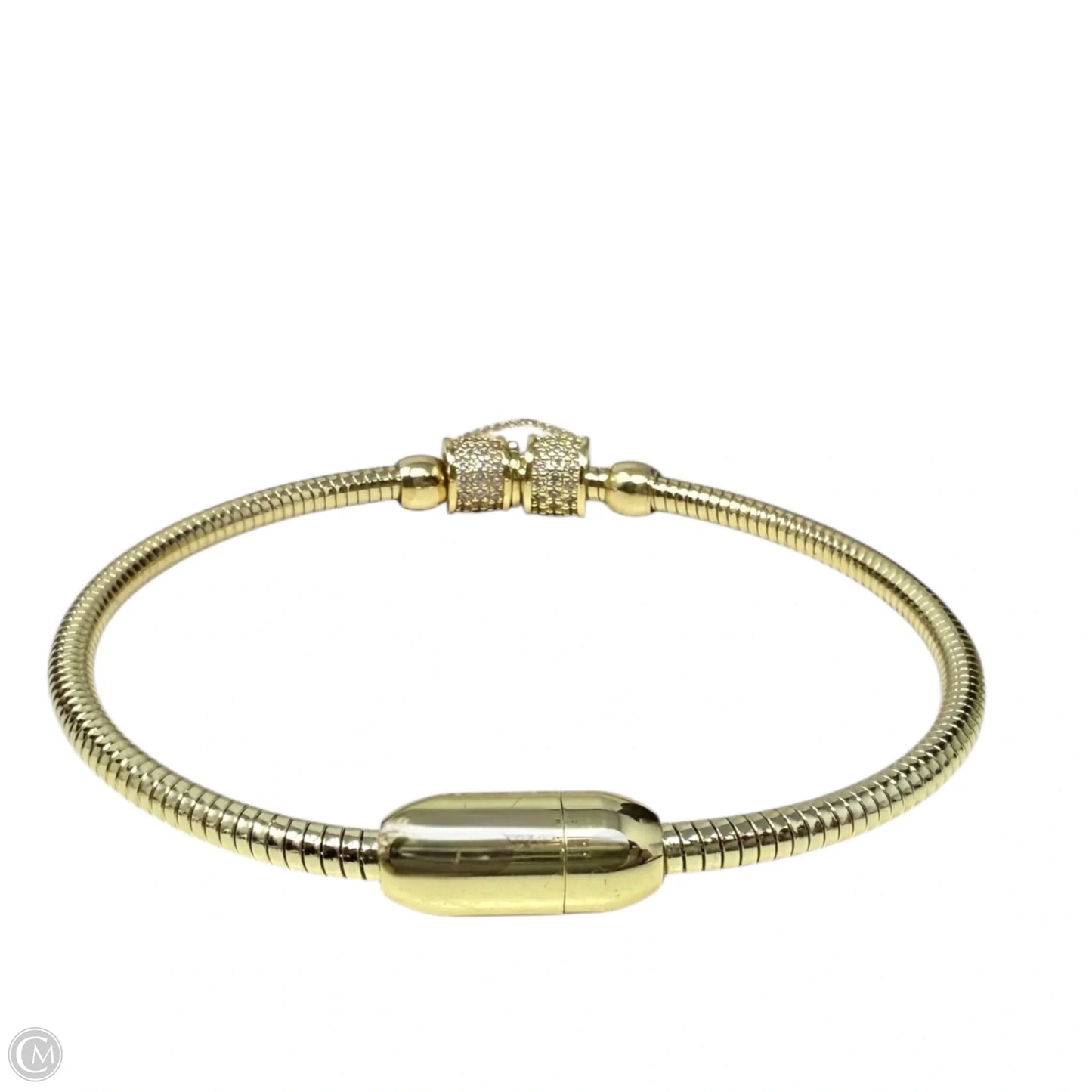 Brass, CZ & Mother Of pearl Double Sided Heart Charm Bracelet By Arm Candy By Eye Candy LA