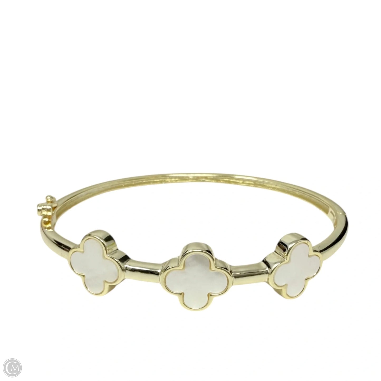 Golden Triple Clover Hinged Bangle Bracelet