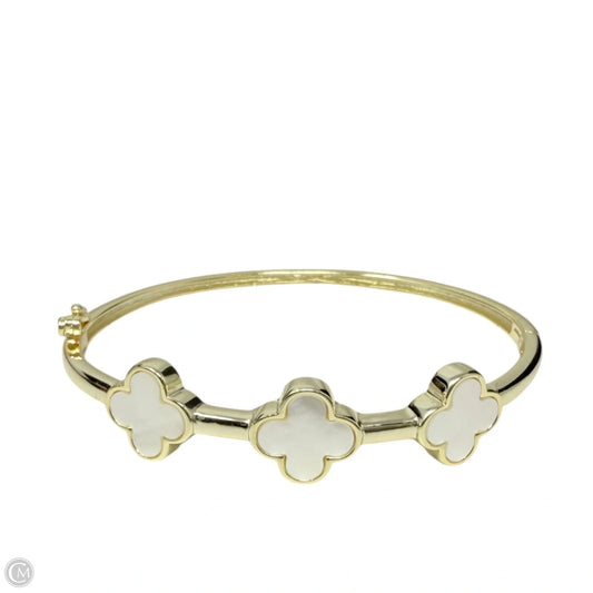Golden Triple Clover Hinged Bangle Bracelet