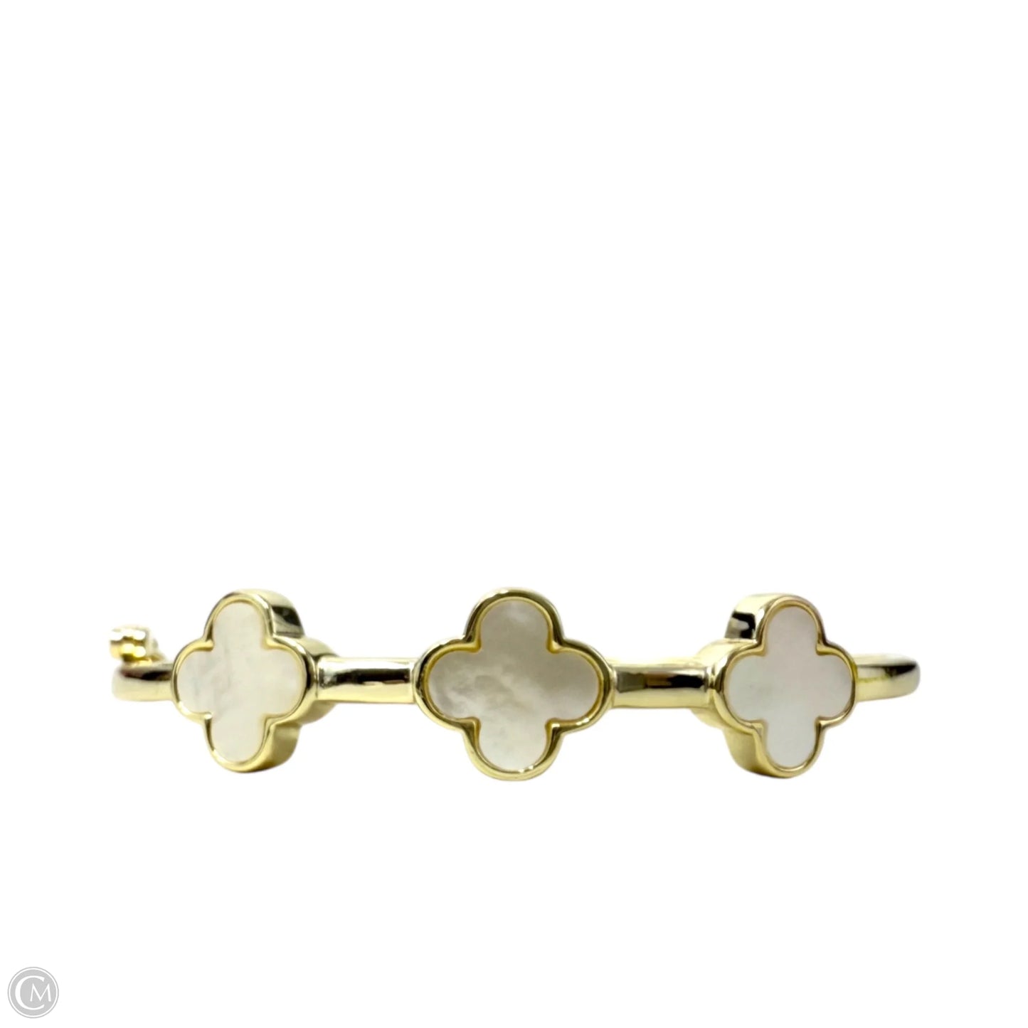 Golden Triple Clover Hinged Bangle Bracelet