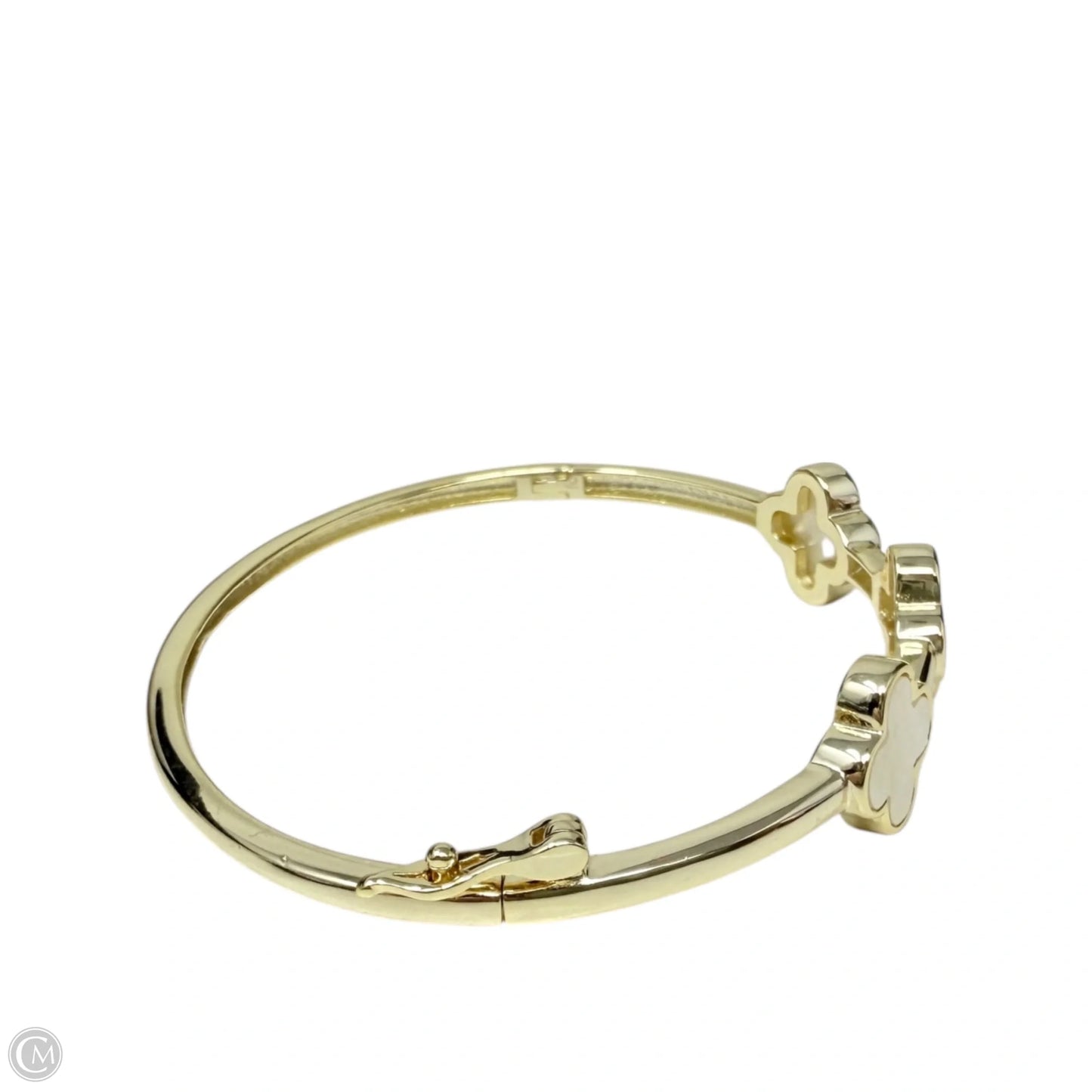 Golden Triple Clover Hinged Bangle Bracelet