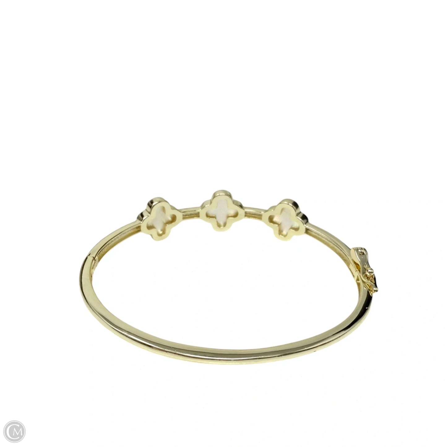 Golden Triple Clover Hinged Bangle Bracelet