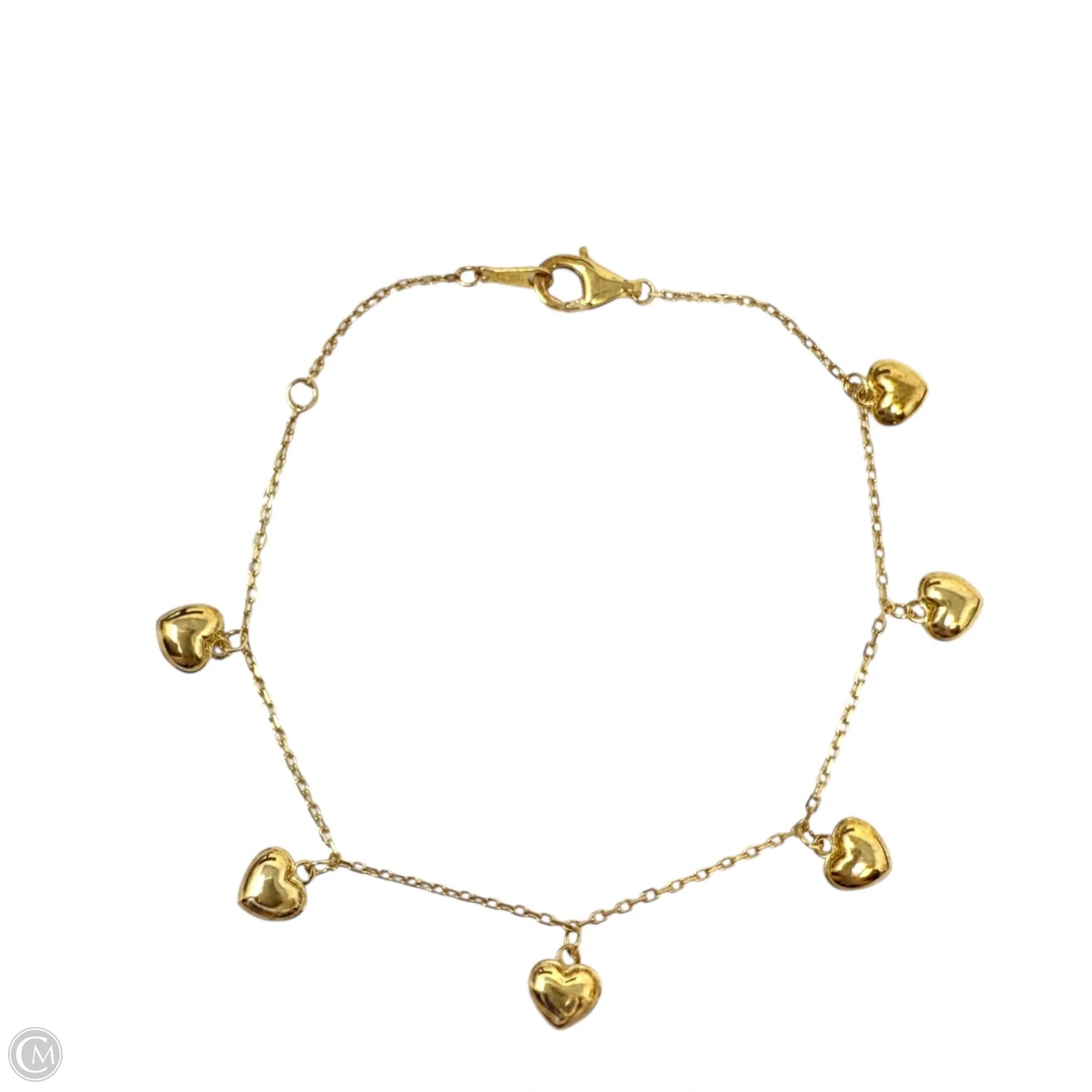 Gold Over Sterling Tiny Puffy Heart Charm Bracelet