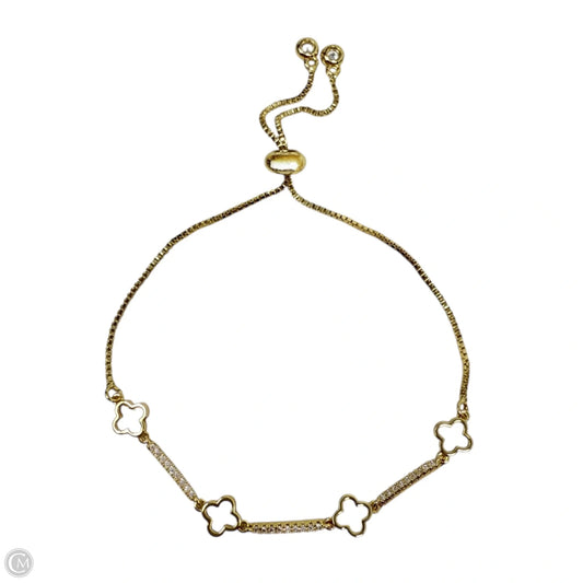 Gold Tone Open Clover Slider Bracelet