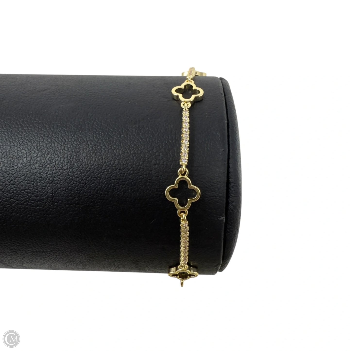 Gold Tone Open Clover Slider Bracelet