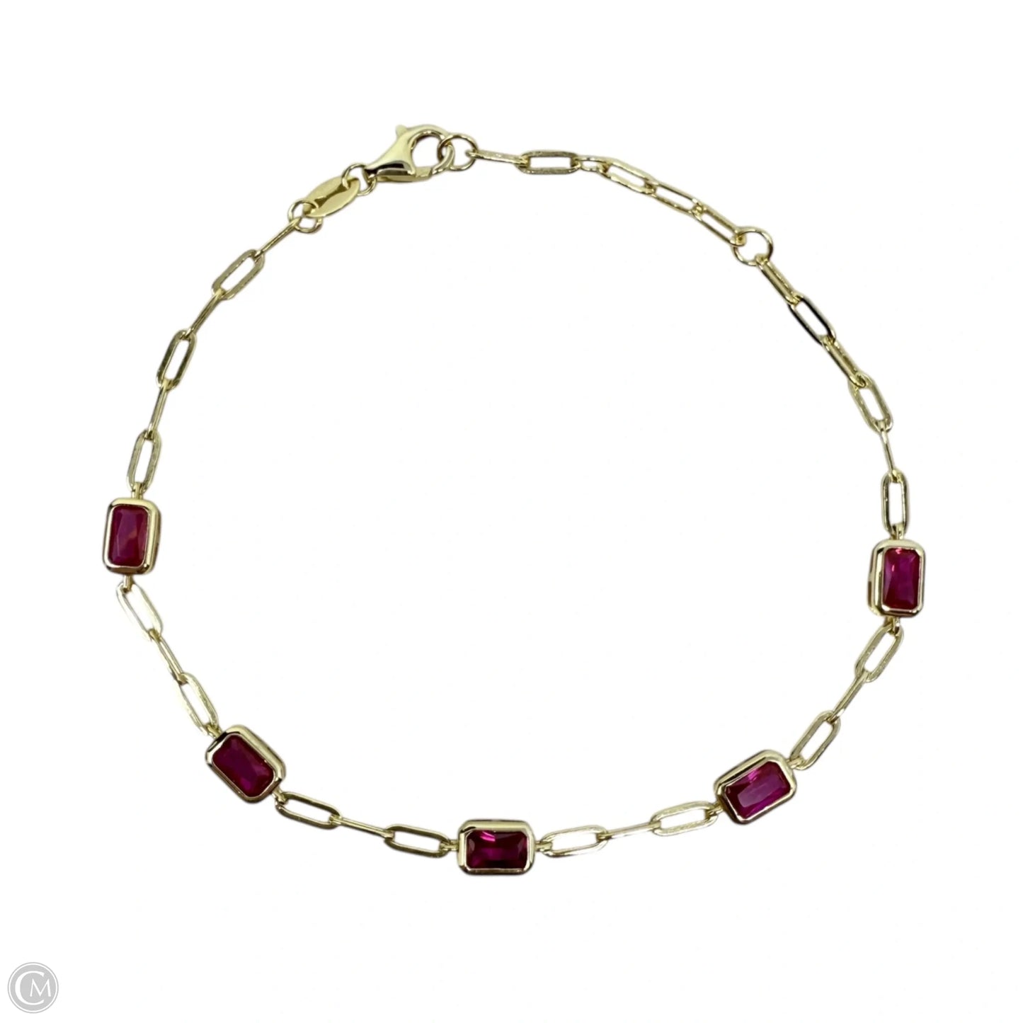 Gold Over Sterling Silver Ruby CZ Tennis Bracelet