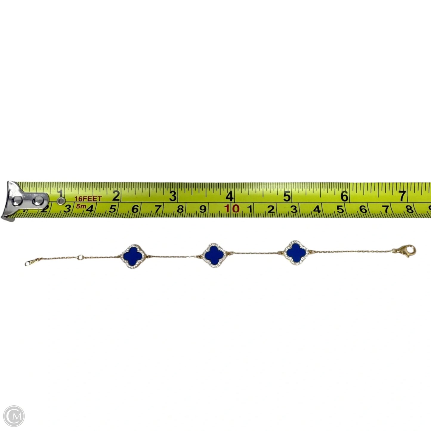 Gold Over Sterling Silver Three Pavé Clover Chain Bracelet