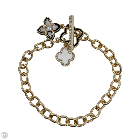 Gold Tone Clover Charm Toggle Bracelet