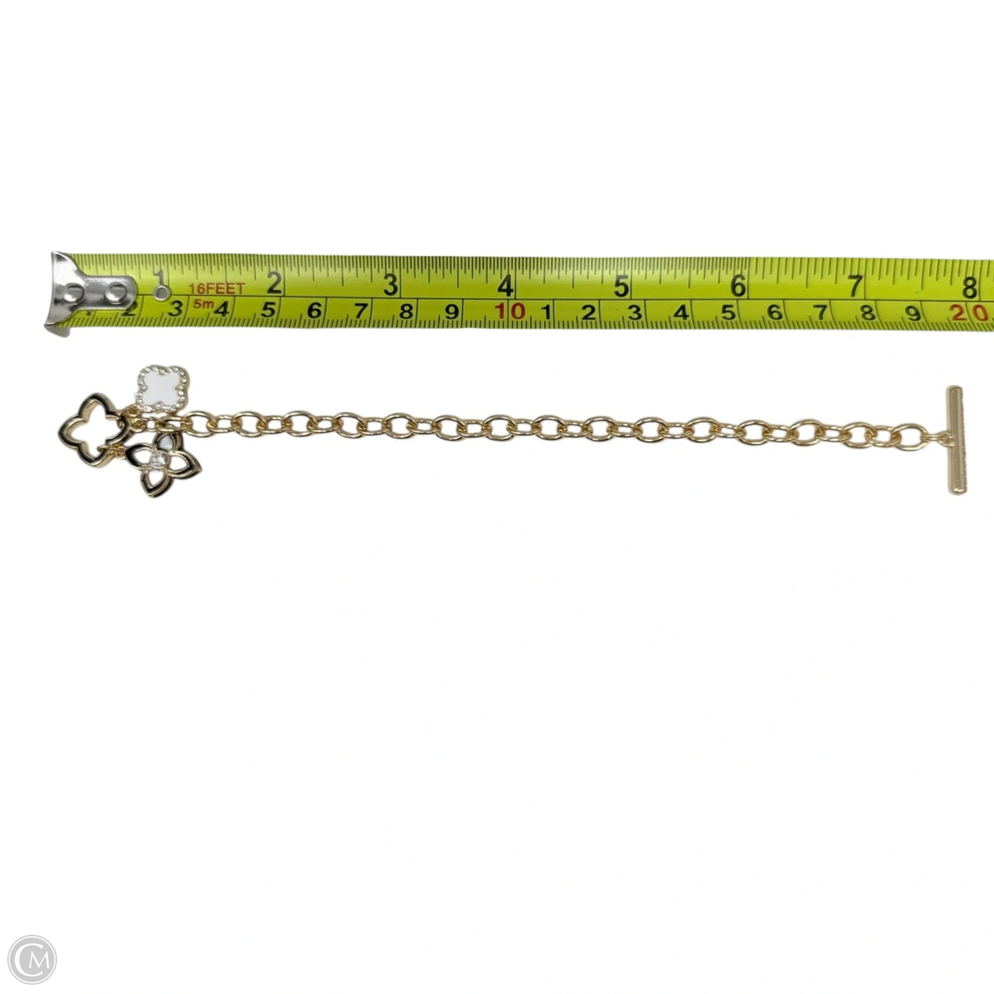 Gold Tone Clover Charm Toggle Bracelet