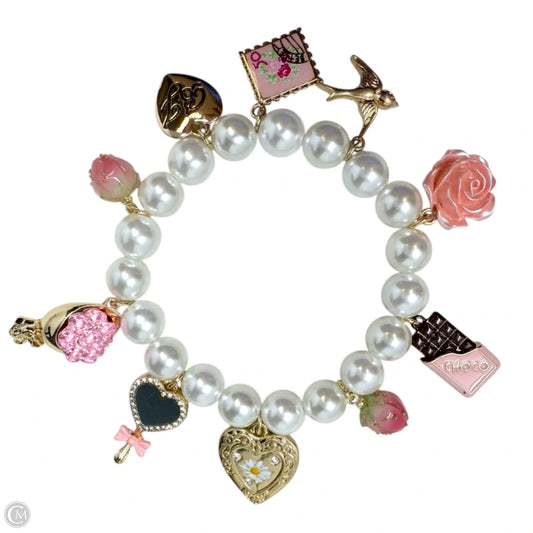 Faux Pearl Charm Stretch Bracelet By Betsey Johnson