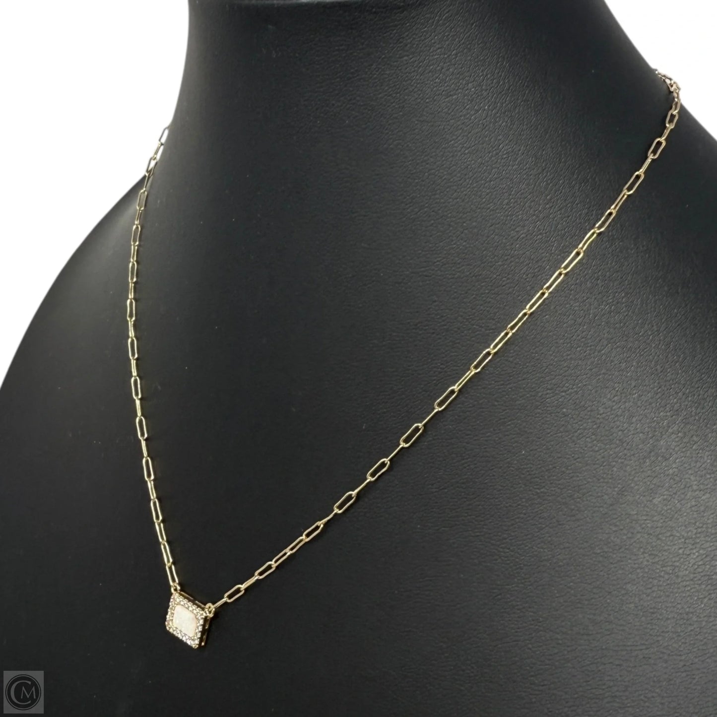 Druzy Quartz, Crystal Paperclip Chain Brass Necklace  By Luna Norte
