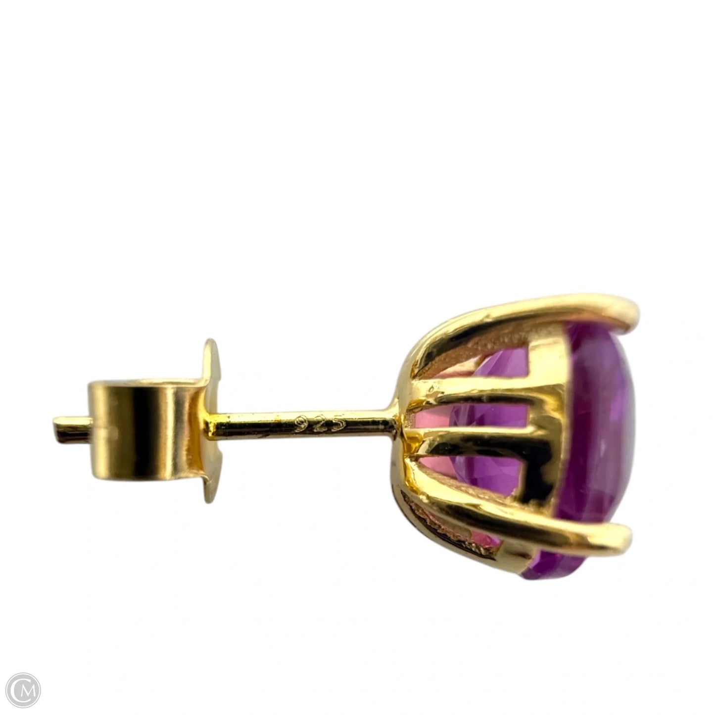 Gold Over Sterling Oval Pink Faceted Stone Stud Earrings By Clothes Mentor