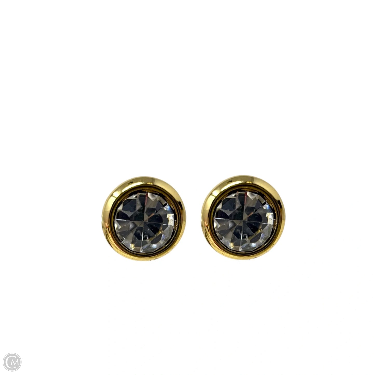 Gold Tone Bezel Crystal Stud Earrings