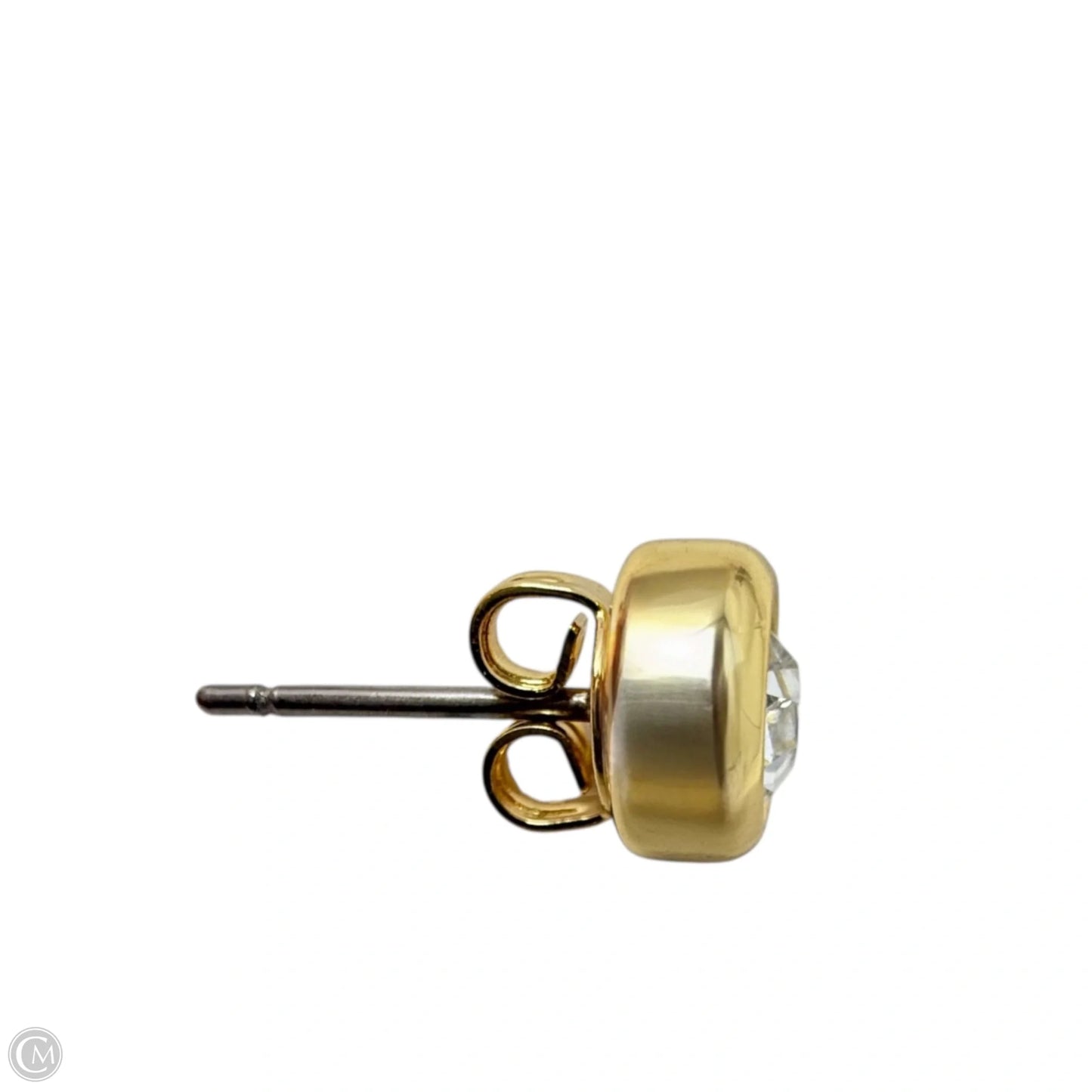 Gold Tone Bezel Crystal Stud Earrings