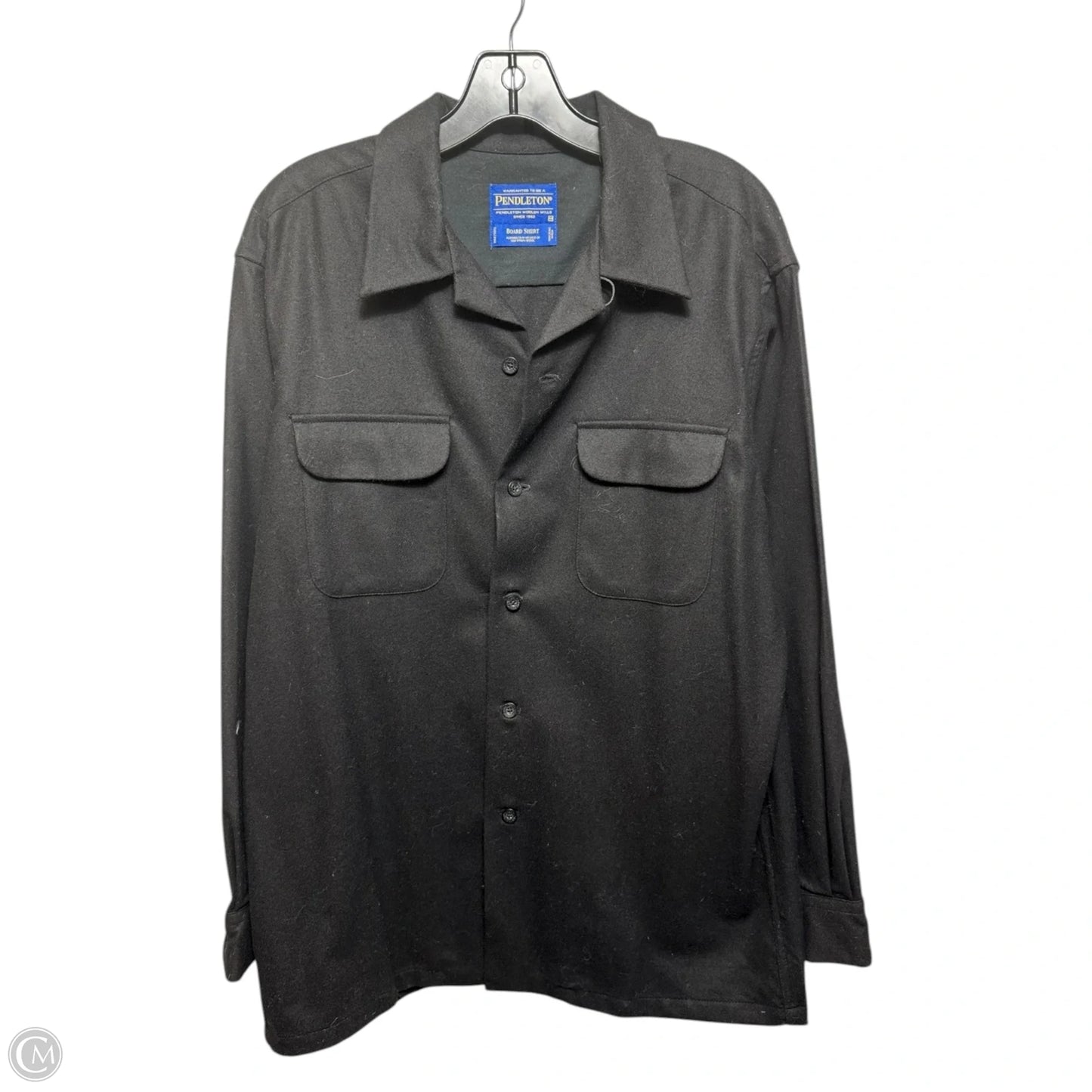 Wool Board Shirt Long Sleeve By Pendleton In Black, Size: M