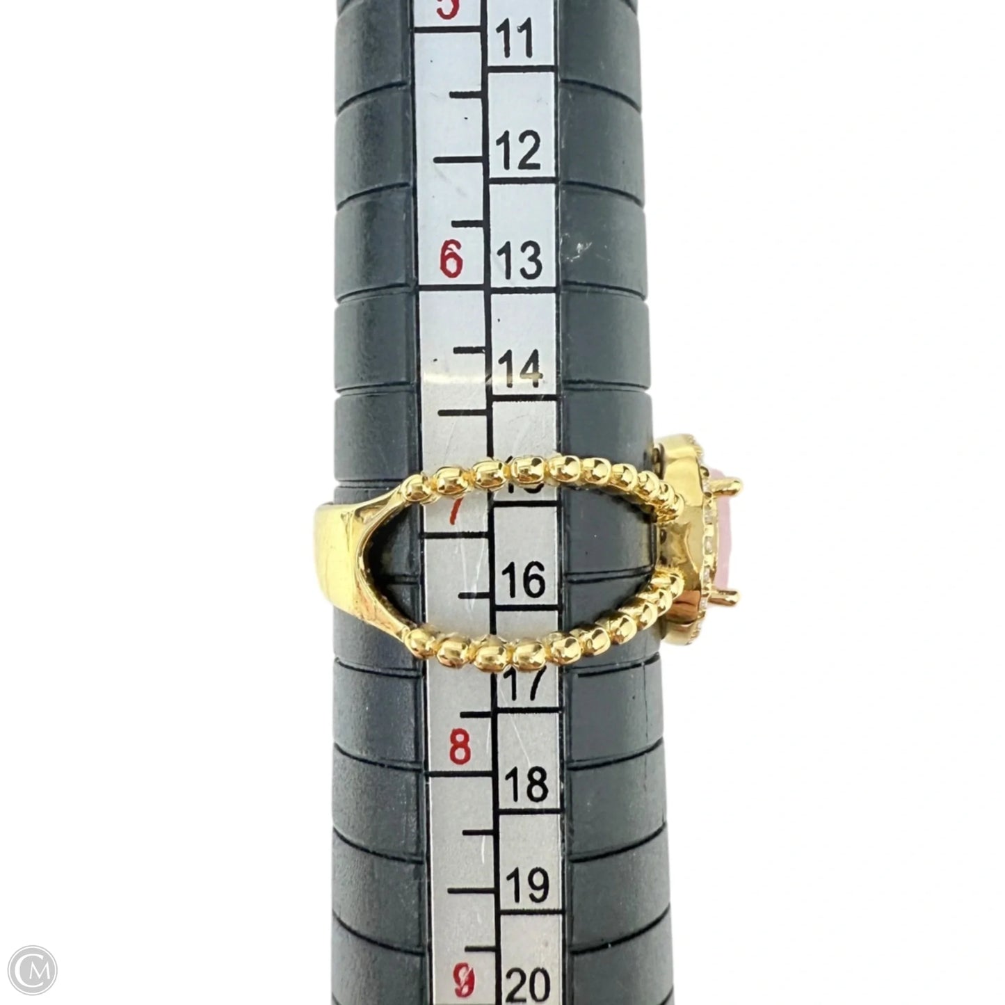 Gold Over Sterling Silver Pavé Halo Pink Quartz Twisted Band Ring, Size: 7