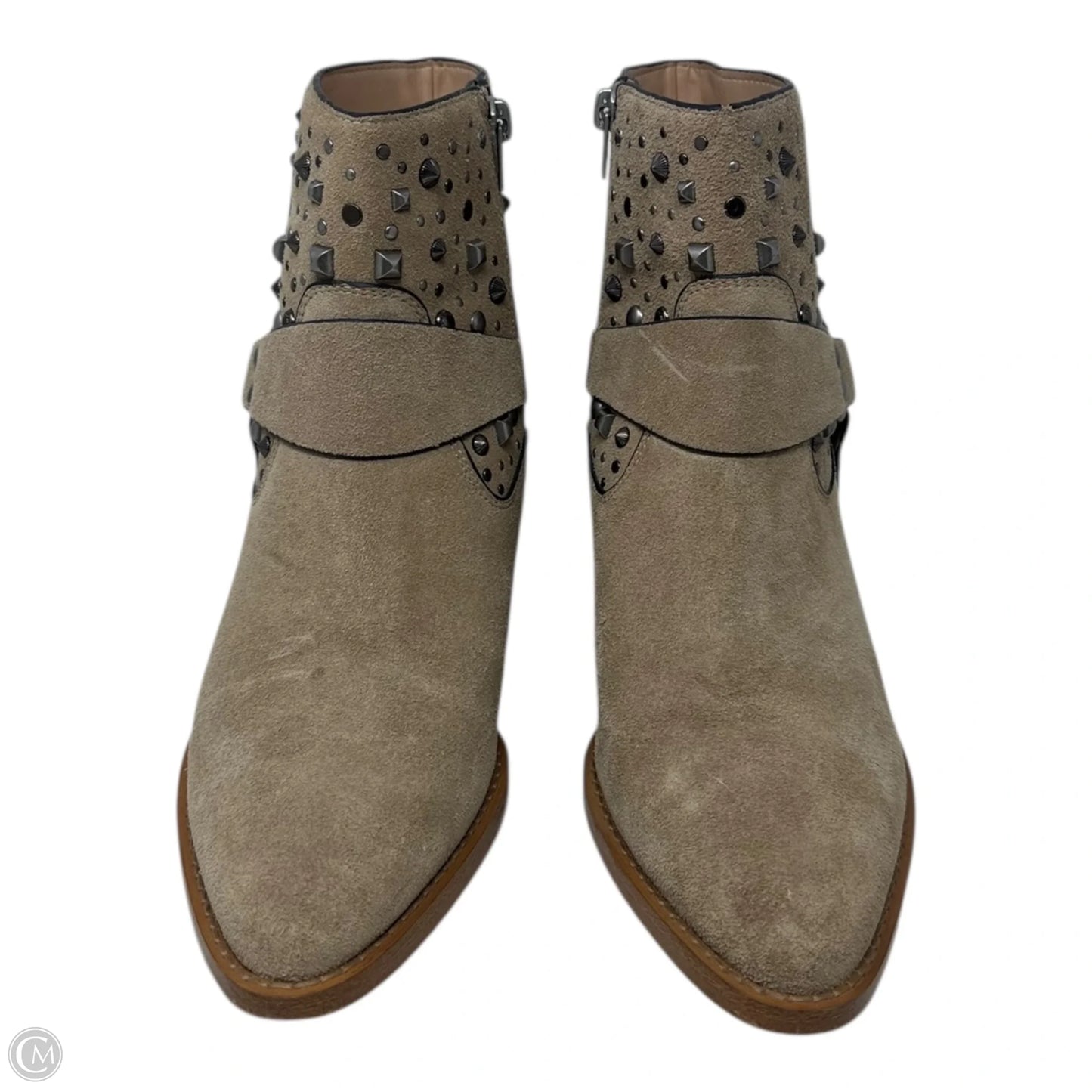 Pia Studded Boots Designer By Coach In Taupe, Size: 8.5