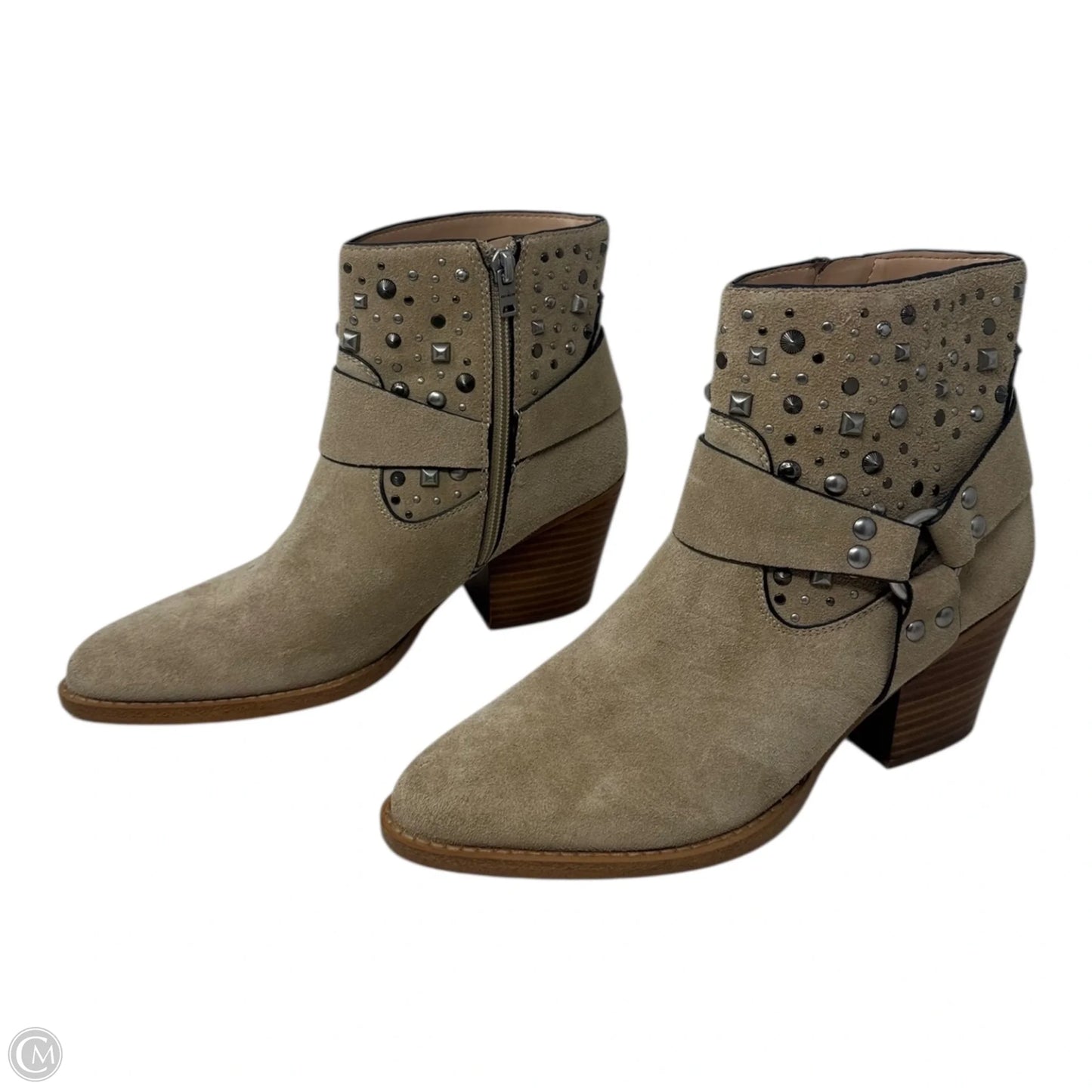 Pia Studded Boots Designer By Coach In Taupe, Size: 8.5