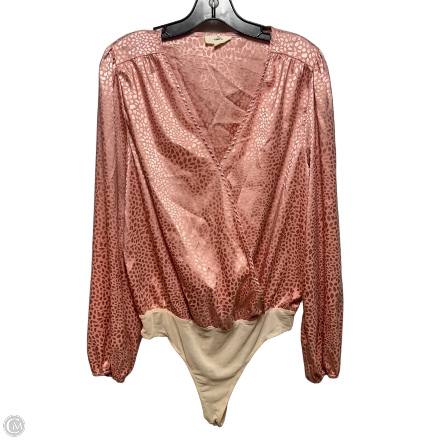 Bodysuit Top Long Sleeve By Entro In Pink, Size: L