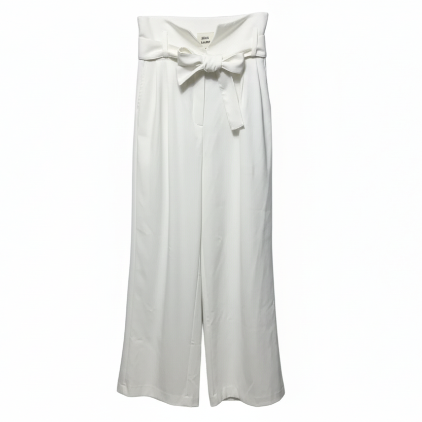 High Waist Long Wide Leg Trousers By Julia Allert In White, Size: XL