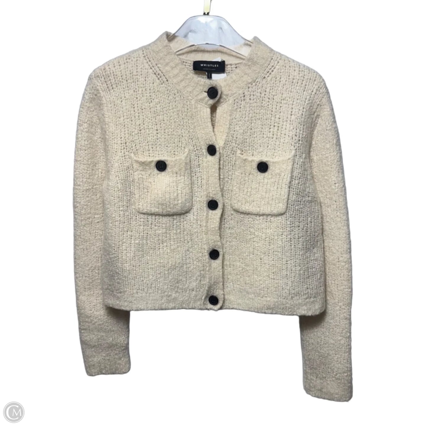 Wool Blend Textured Cardigan By Whistles In Cream, Size: M