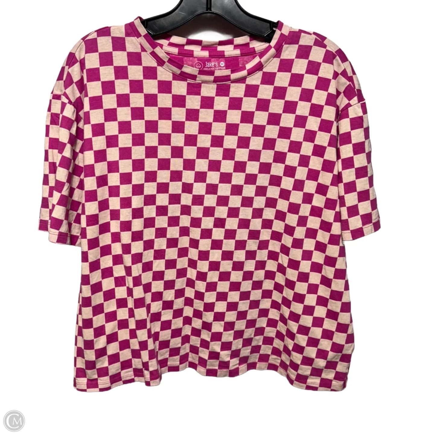 Top Short Sleeve By Jake’s In Checkered Pattern, Size: M
