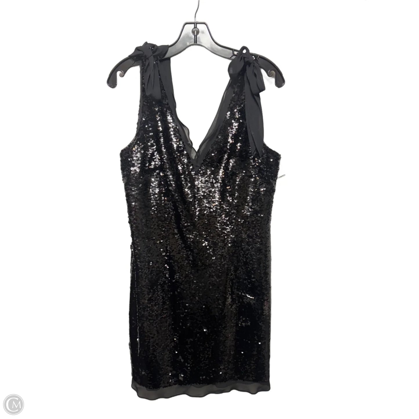 Sequin Embellished Mini Cocktail Dress By Aidan Mattox In Black, Size: 12