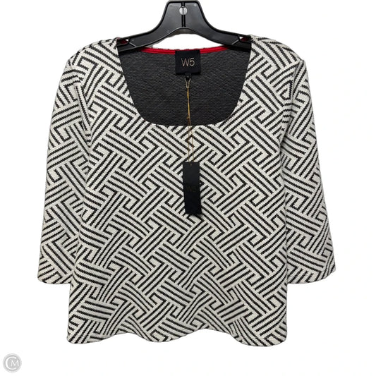 Textured Top 3/4 Sleeve By W5 In Black & White, Size: M