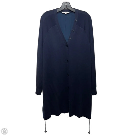 Silk & Merino Wool Sweater Cardigan By Tibi In Blue, Size: M/L